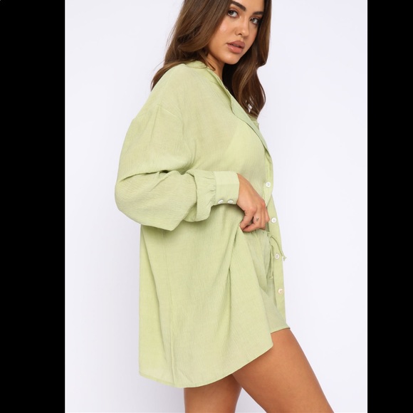 NWT: Take Me Out Shirt in Matcha from White Fox Boutique. Size: S/M - Picture 3 of 6